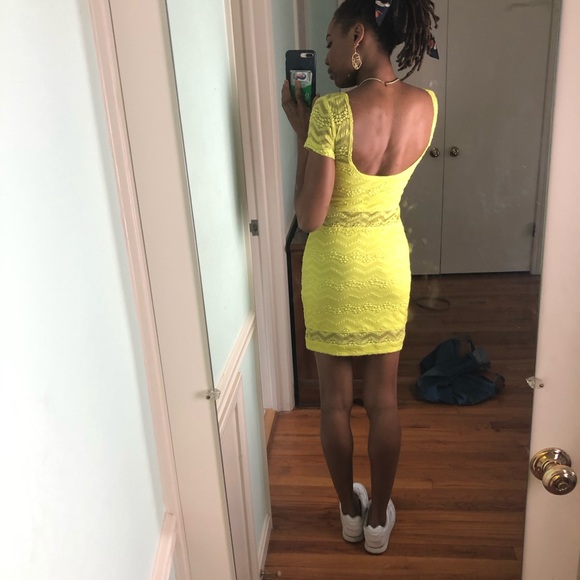 Free People Neon Yellow Lace Dress - Picture 3 of 8